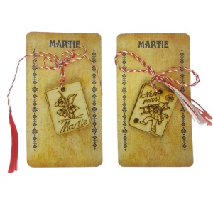 Martisor lemn pictat oval, set 10 buc - Img 2