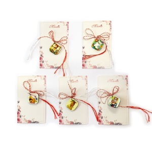 PANDANTIV FIMO PE CARTON FLORAL ,set 10 buc