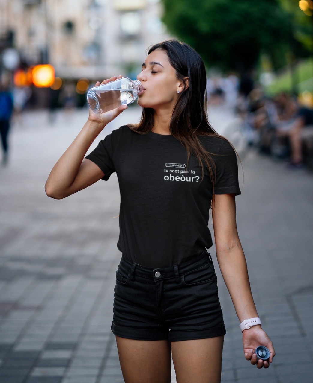„te scot pân’ la Obeour?” / tricou negru unisex (Marime: L) - 2 | YEO