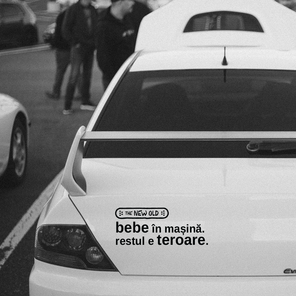 „bebe în mașină. restul e teroare.” / bumper sticker auto (Culoare: Negru) - 1 | YEO
