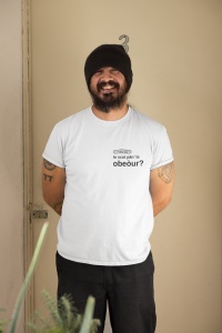 „te scot pân’ la Obeour?” / tricou alb unisex - Img 2