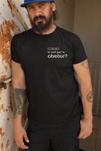 „te scot pân’ la Obeour?” / tricou negru unisex - Img 2