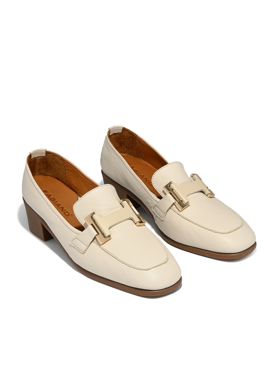 WOMEN'S SHOES MADE OF SOFT GENUINE LEATHER IN IVORY COLOR WITH METAL BUCKLE  AND ORTHOPEDIC INSOLE
