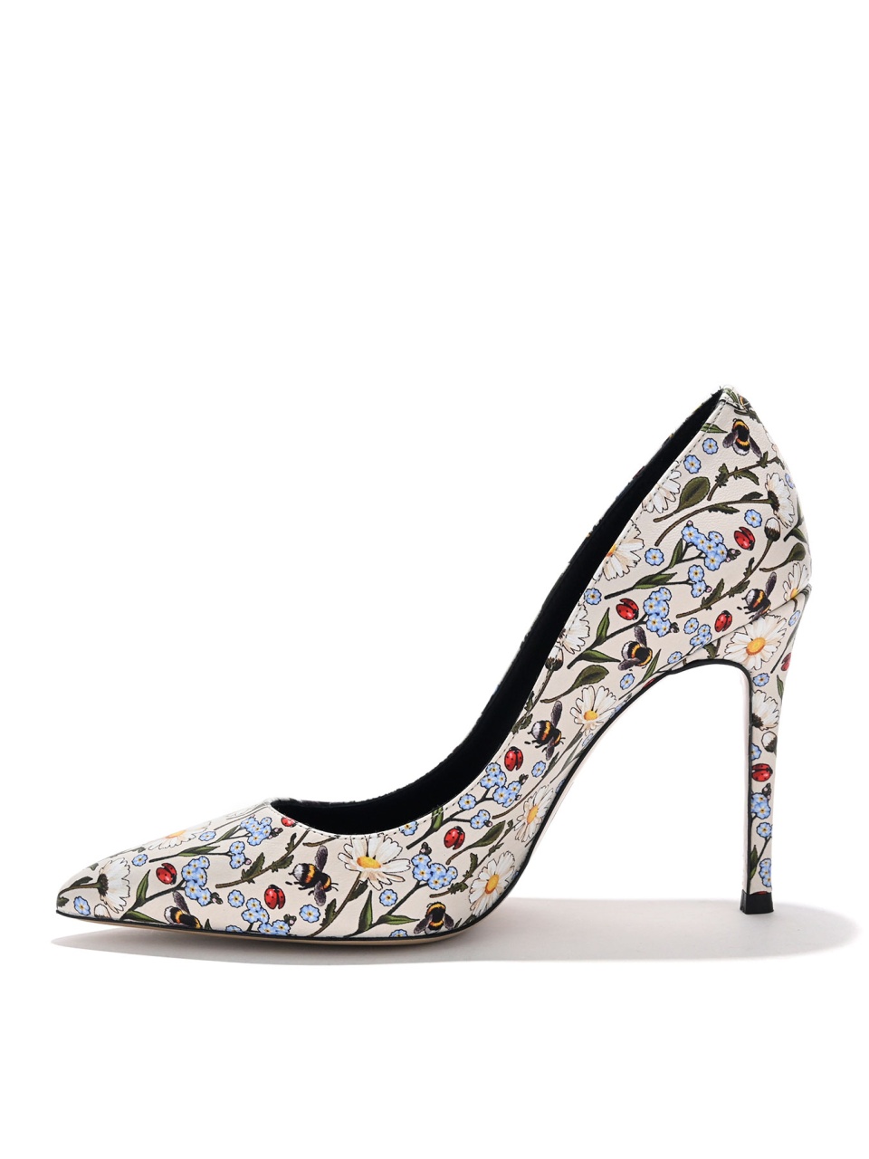 WOMEN'S HIGH THIN HEEL SHOES WITH FLORAL PRINT