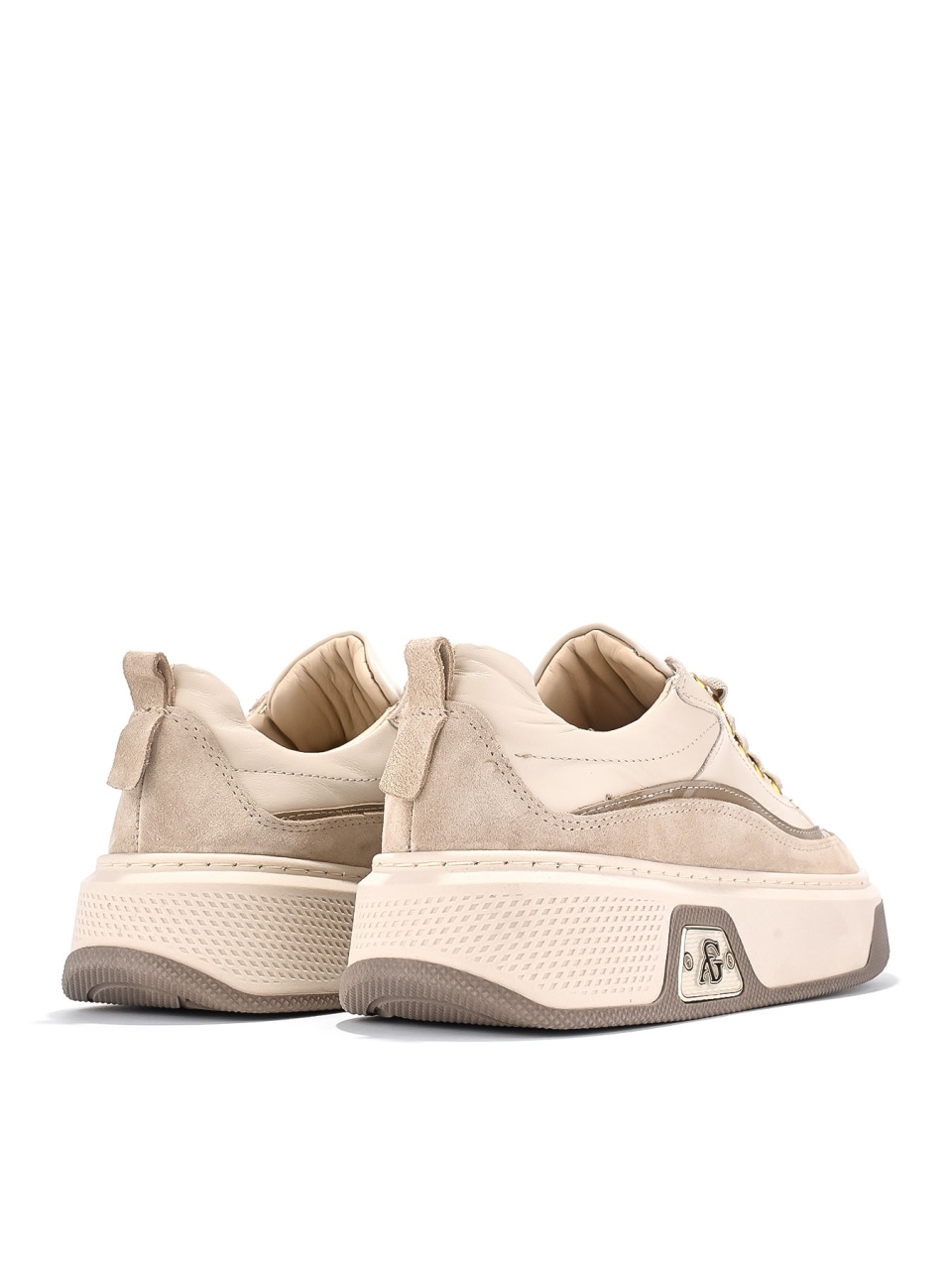 WOMEN'S SNEAKERS MADE OF GENUINE LEATHER AND SUEDE WITH FLAT PLATFORM