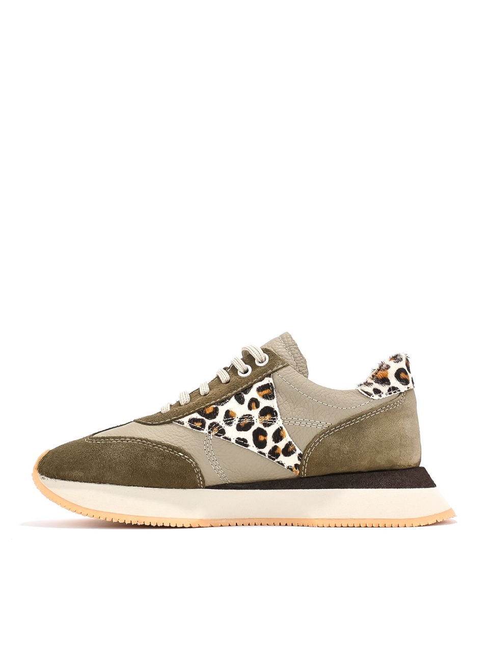 WOMEN'S SNEAKERS MADE OF GENUINE LEATHER AND SUEDE WITH LEOPARD
