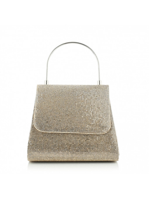 Formal small handbag with stones and detachable long chain handle