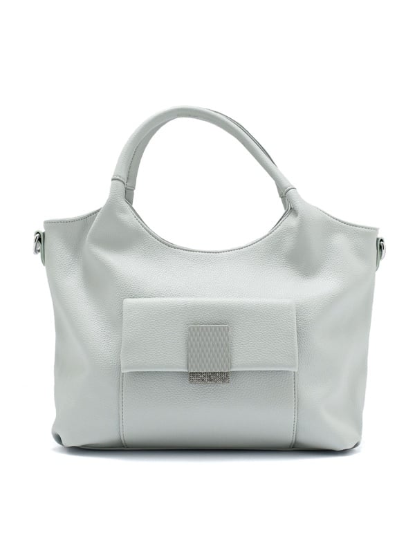 LADIES' ELEGANT BAG IN GENTLE LIGHT GRAY COLOR WITH FRONT POCKET