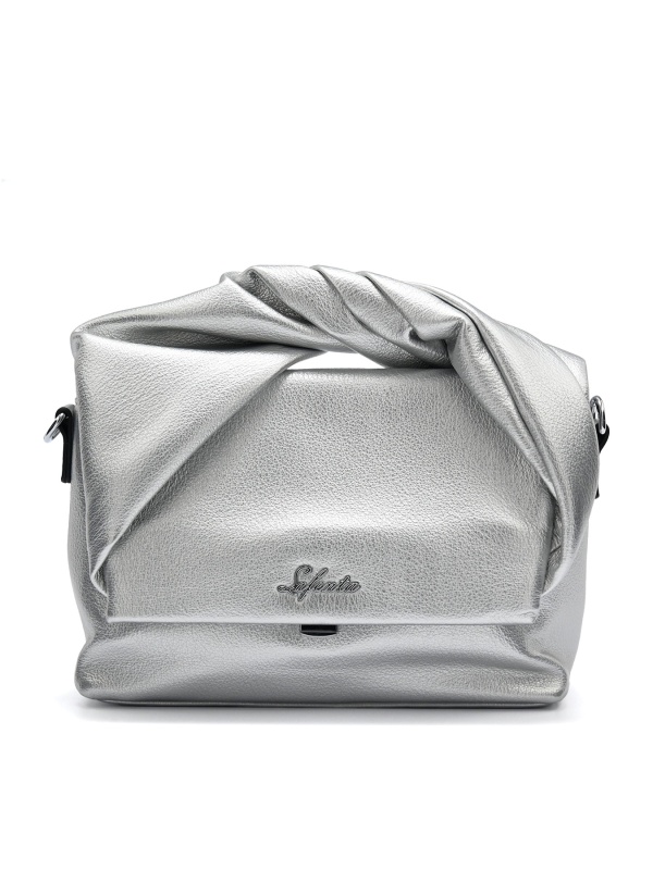 LADIES' ELEGANT SILVER BAG WITH STYLISH HANDLE