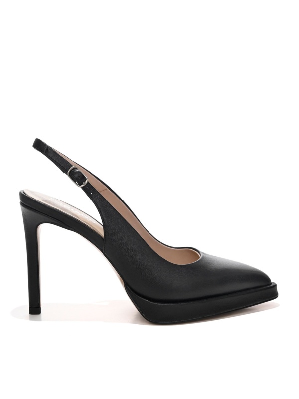 WOMEN'S HIGH THIN HEEL SANDALS WITH OPEN HEEL IN BLACK