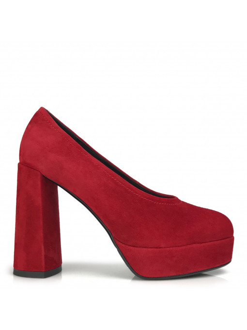 FABIANO Women's shoes with a high thick heel and a red suede platform