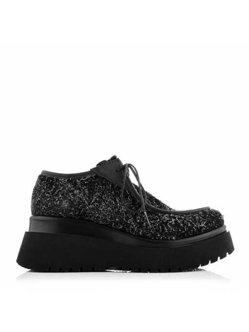 Women's platform shoes made of spectacular suede in black color