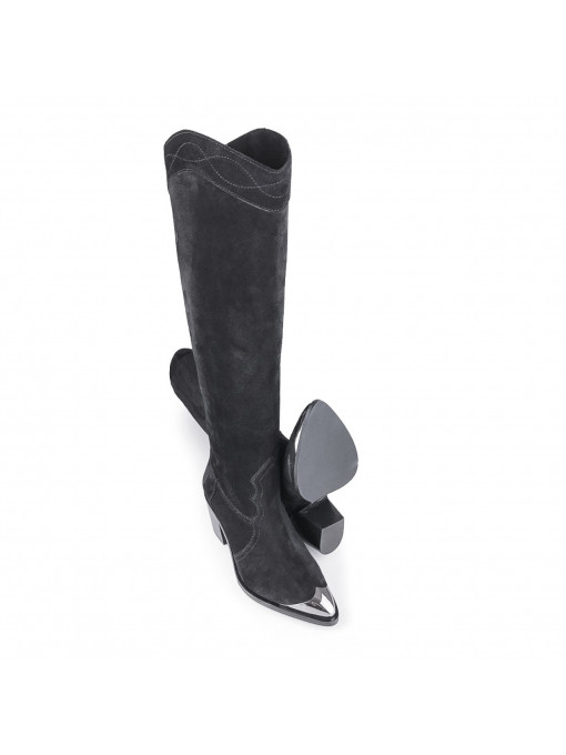 Дамски елегантни ботуши дебел ток