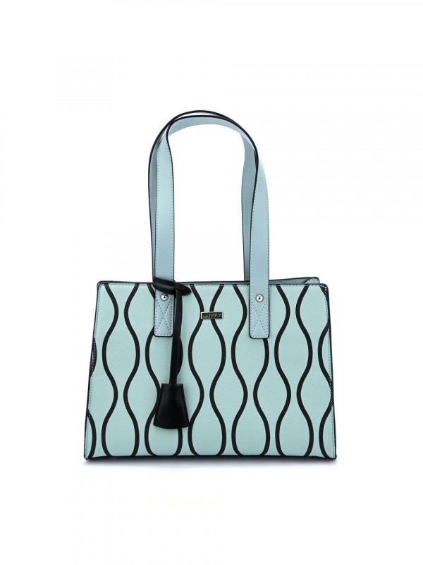 WOMEN'S BAG IN BLUE COLOR WITH BLACK STRIPES