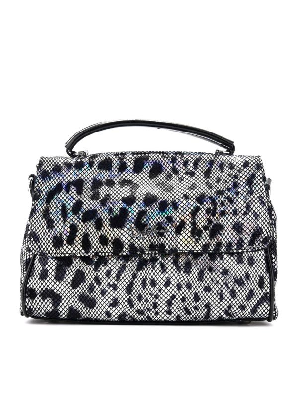 WOMEN'S BAG IN GENUINE LEATHER WITH LASER PROCESSING IN SILVER COLOR