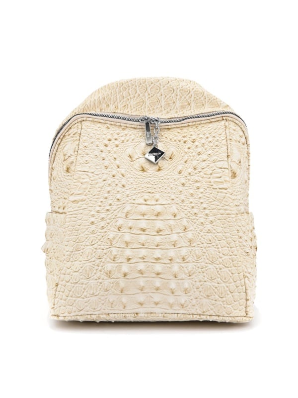 WOMEN'S BACKPACK IN BEIGE COLOR WITH CROCO PRINT