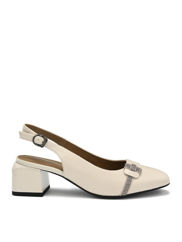WOMEN'S SANDALS MADE OF GENUINE LEATHER IN BEIGE COLOR WITH OPEN HEEL