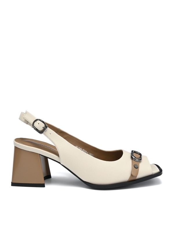WOMEN'S SANDALS MADE OF GENUINE LEATHER IN BEIGE COLOR WITH OPEN TOES