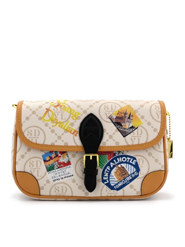 WOMEN'S BAG IN BEIGE COLOR WITH COLORFUL PRINT