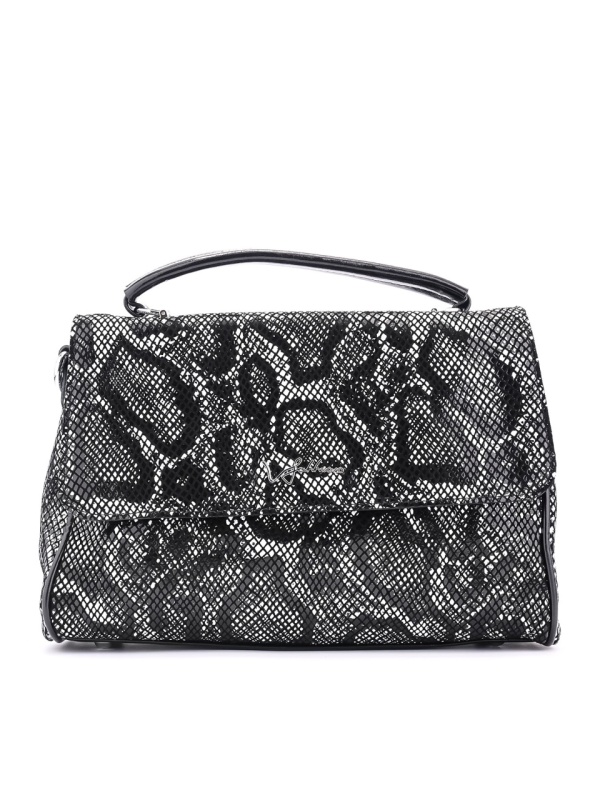 WOMEN'S BAG IN BLACK AND WHITE LEOPARD PRINT LASER PROCESSED GENUINE LEATHER