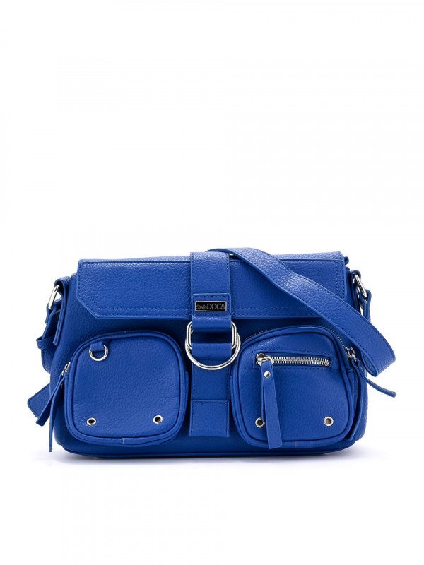 WOMEN'S BAG IN BLUE WITH TWO FRONT POCKETS AND METAL POCKETS