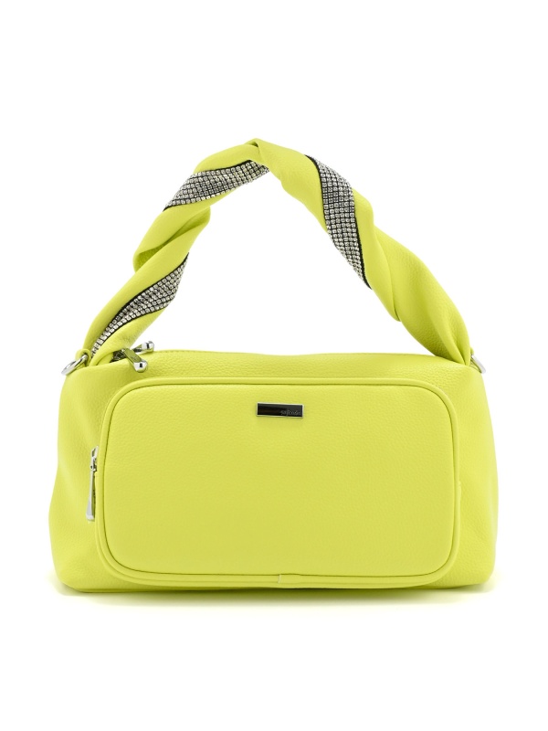 LADIES' ELEGANT BAG IN YELLOW COLOR DECORATED WITH STONES ON THE HANDLE