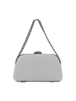 ОФИЦИАЛЬНАЯ МАЛЕНЬКАЯ ЖЕНСКАЯ СУМКА ИЗ БЛЕСТЯЩЕГО СЕРЕБРИСТОГО ТЕКСТИЛЯ