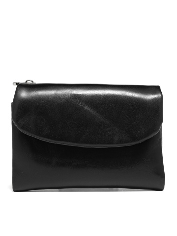 COMPACT WOMEN'S PURSE WITH A LID AND A CLEAN DESIGN IN BLACK