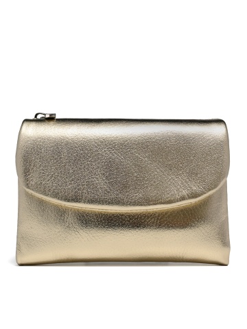 COMPACT WOMEN'S PURSE WITH A LID AND A CLEAN DESIGN IN GOLD