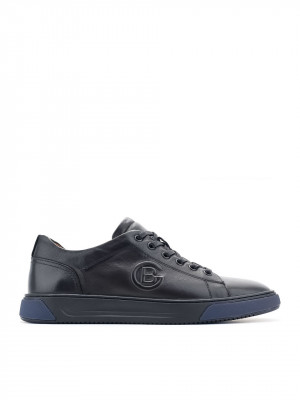 MEN'S BLACK GENUINE LEATHER SNEAKERS