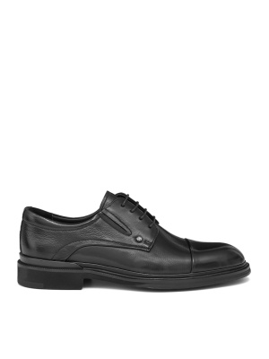 MEN'S ELEGANT SHOES MADE OF GENUINE LEATHER IN BLACK WITH LACE