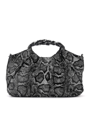 WOMEN'S BAG IN BLACK AND WHITE LASER PROCESSED GENUINE LEATHER