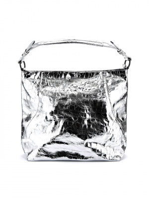 WOMEN'S BAG IN SILVER WITH CROCO PRINT