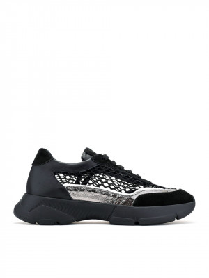 WOMEN'S GENUINE LEATHER AND SUEDE SNEAKERS WITH MESH
