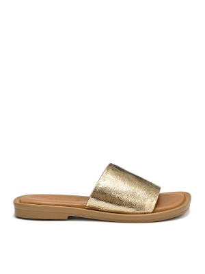 WOMEN'S GENUINE LEATHER SLIPPERS IN GOLD