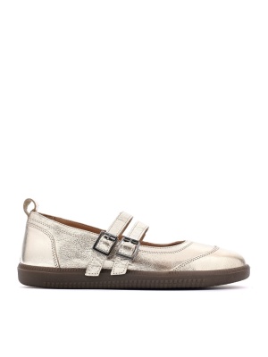 WOMEN'S GOLDEN GENUINE LEATHER SHOES WITH ARCH STRAPS