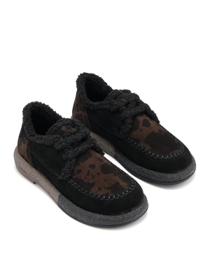 WOMEN'S SHOES MADE OF NATURAL SUEDE WITH ANIMAL PRINT AND WARM INSOLE