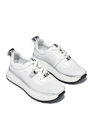 WOMEN'S SNEAKERS WITH PERFORATION AND SILVER ACCENTS
