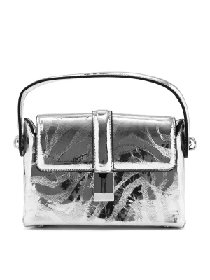 LADIES' ELEGANT BAG WITH SILVER LACQUER COATING