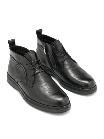 MEN'S ELEGANT BOOTS MADE OF GENUINE LEATHER IN BLACK WITH A CLEAN DESIGN AND ZIPPER