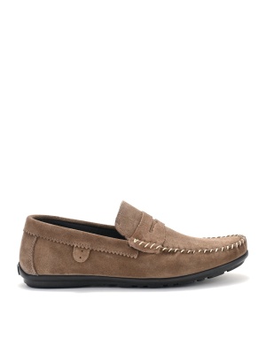 MEN'S EVERYDAY MOCCASINS MADE OF NATURAL SUEDE IN BEIGE COLOR