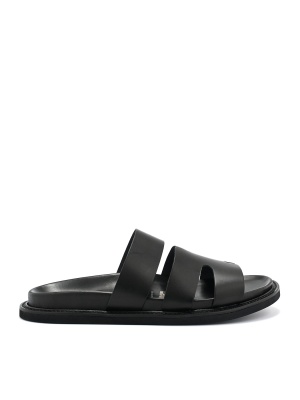 MEN'S SLIPPERS MADE OF GENUINE LEATHER IN BLACK COLOR