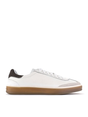 MEN'S SNEAKERS IN WHITE GENUINE LEATHER AND SUEDE