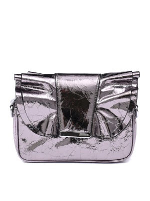 OFFICIAL SMALL WOMEN'S BAG IN GREY LACQUER WITH LID