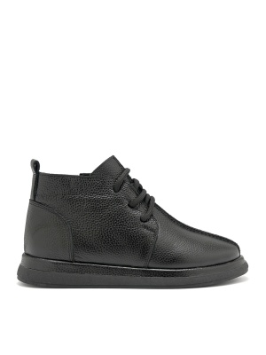 WOMEN'S FLAT PLATFORM BOOTS MADE OF GENUINE LEATHER IN BLACK COLOR