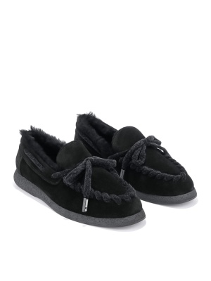 WOMEN'S LOAFERS IN NATURAL SUEDE WITH FLAT SOLE