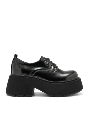 WOMEN'S SHOES MADE OF GENUINE LEATHER WITH LACQUERED COATING WITH HIGH HEELS AND PLATFORM