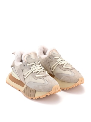 WOMEN'S SPORTS SHOES MADE OF GENUINE LEATHER AND SUEDE WITH A MASSIVE PLATFORM