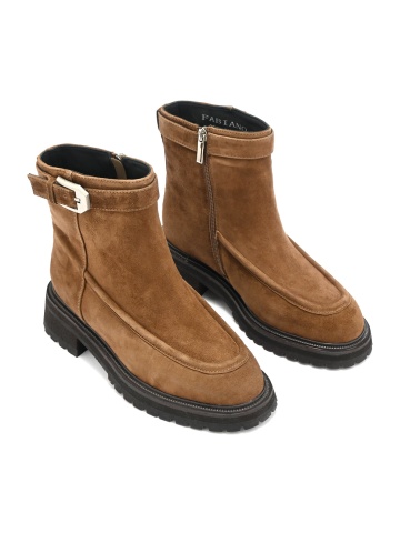 WOMEN'S SPORTY-ELEGANT BOOTS MADE OF NATURAL VELVET IN BROWN WITH NATURAL DOWN