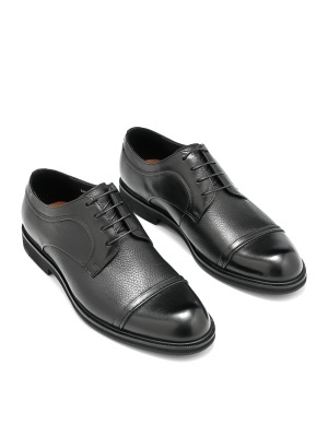 MEN'S ELEGANT SHOES MADE OF GENUINE LEATHER IN BLACK WITH LACE